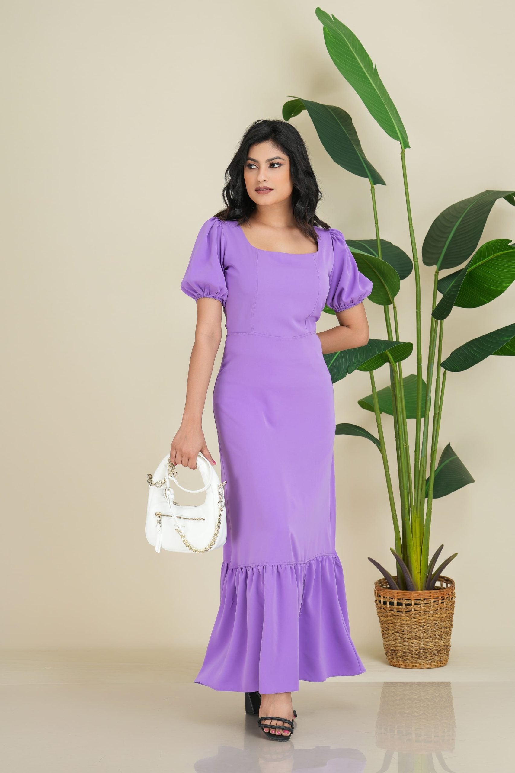 Masa Puff Sleeve Long Dress