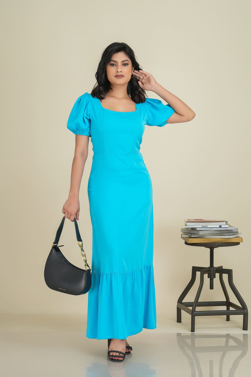 Masa Puff Sleeve Long Dress