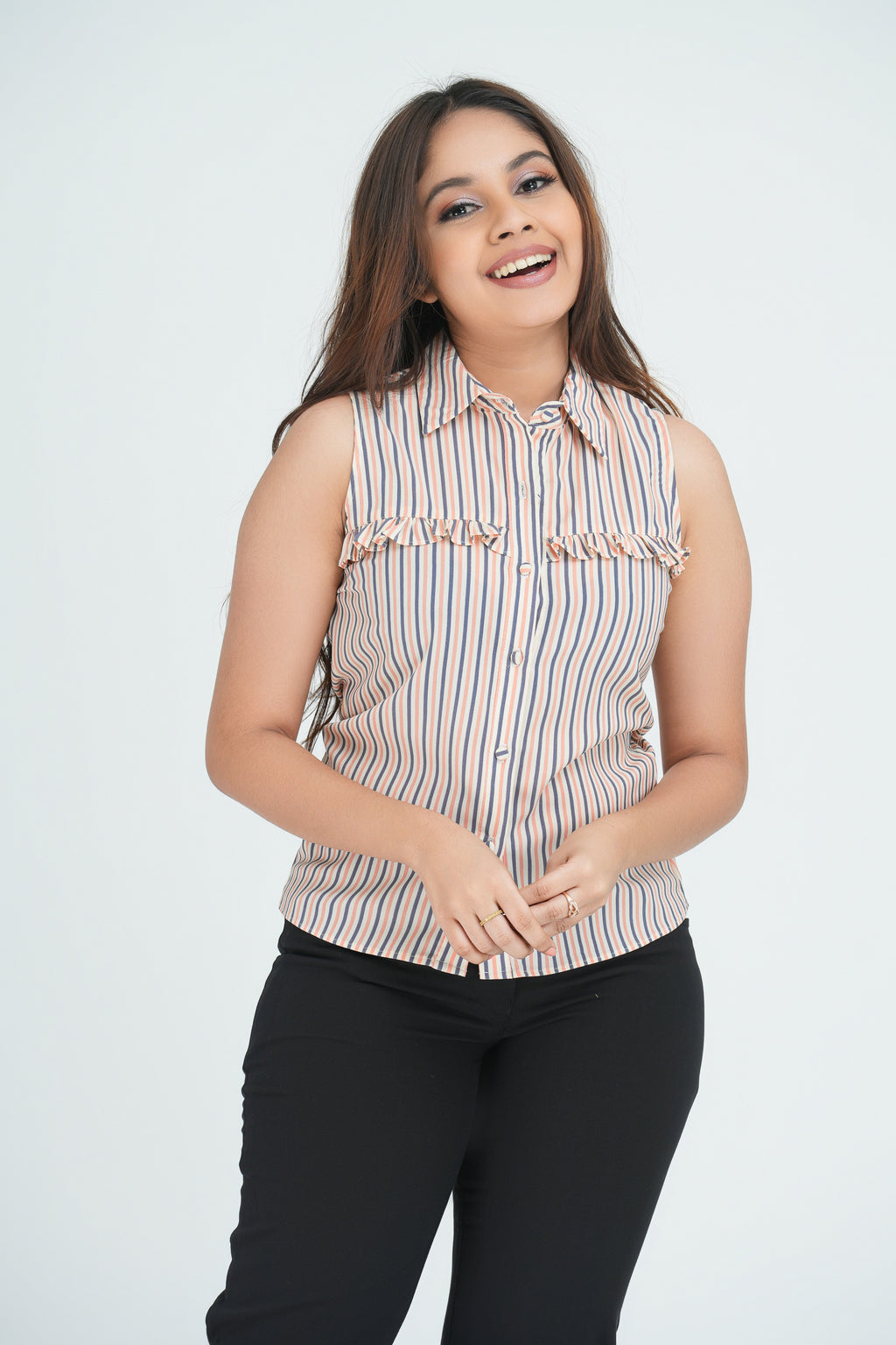 Ocean Blue Stripe Blouse