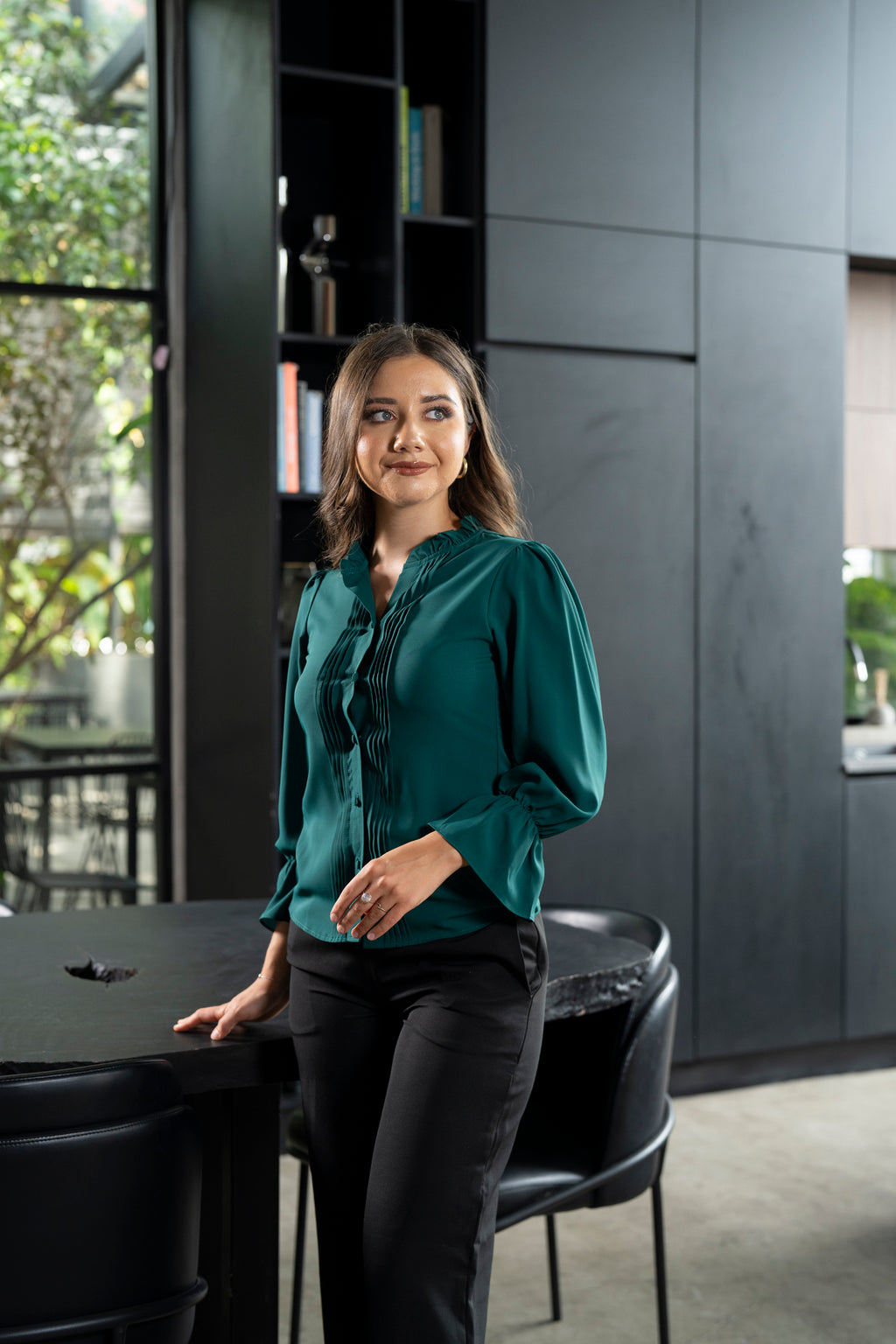 Velour Pintuck Blouse