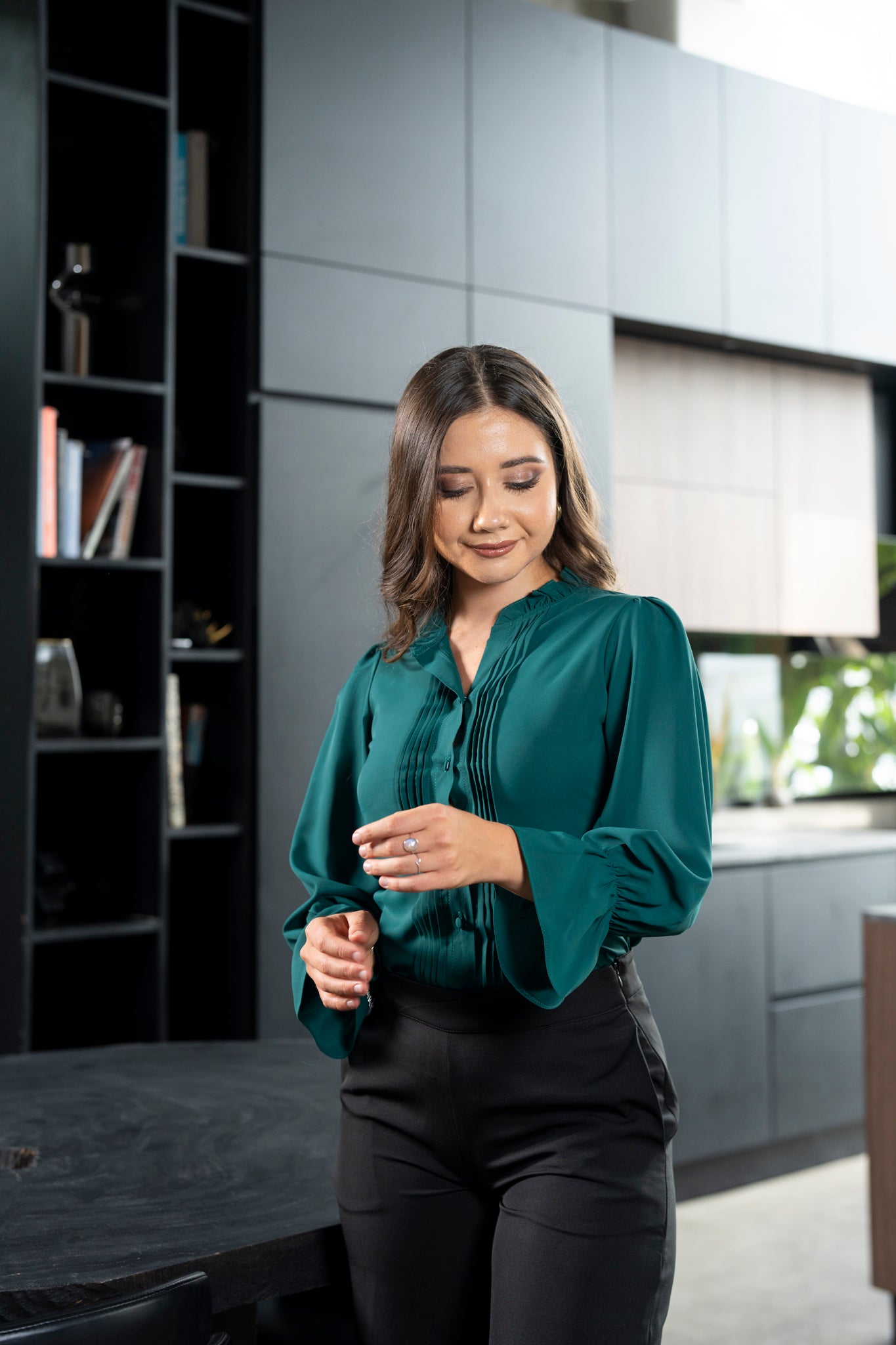 Velour Pintuck Blouse