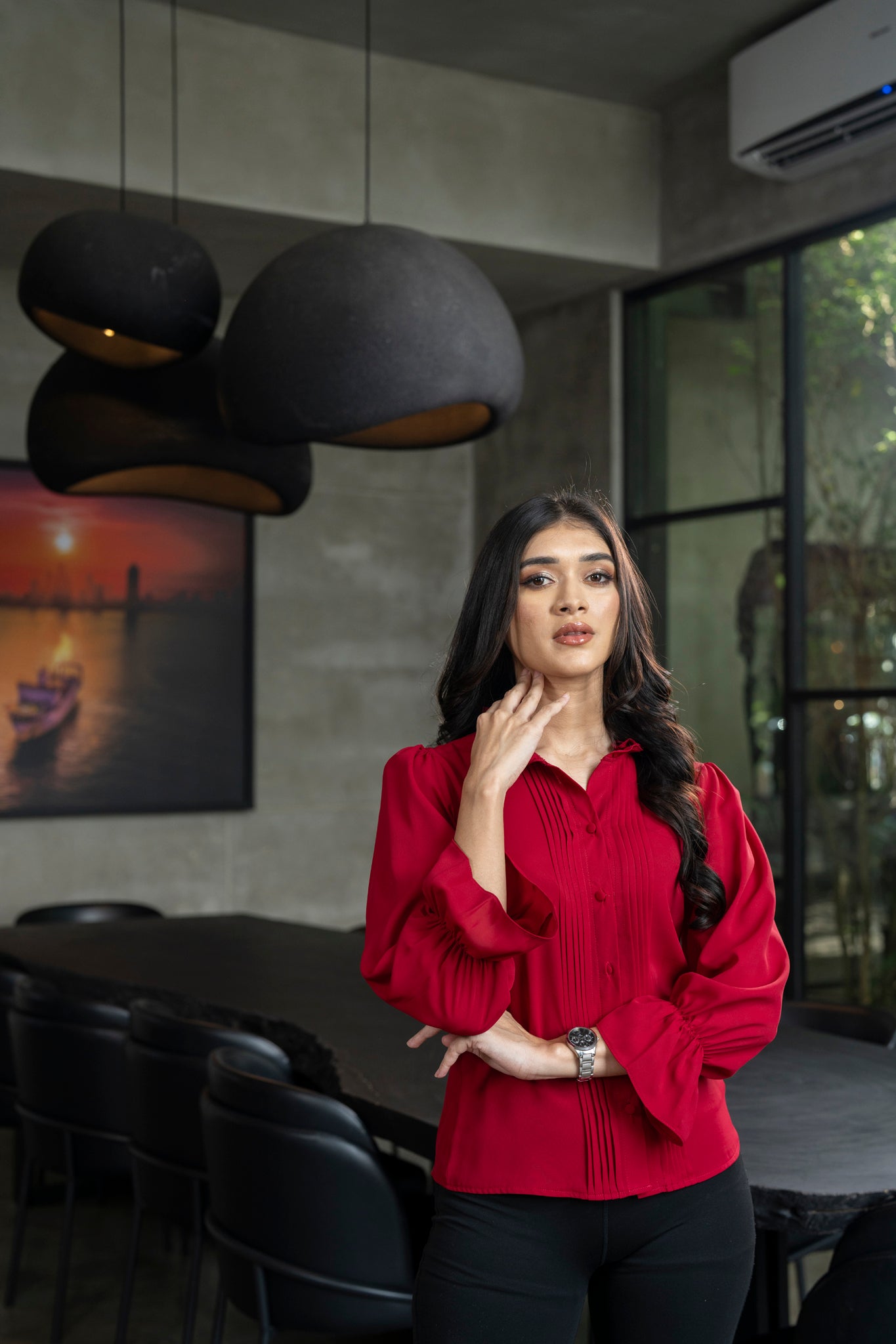 Velour Pintuck Blouse