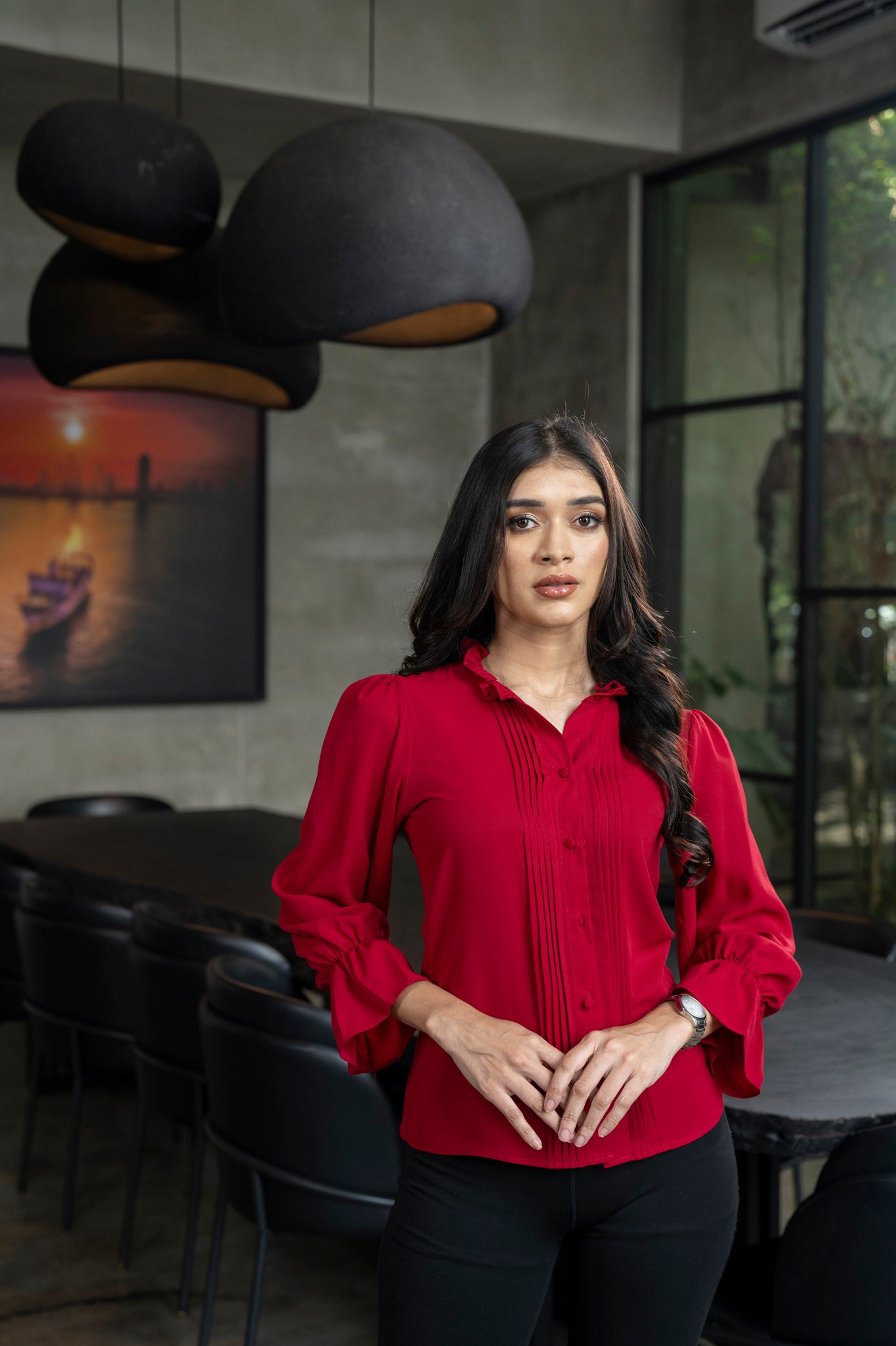 Velour Pintuck Blouse