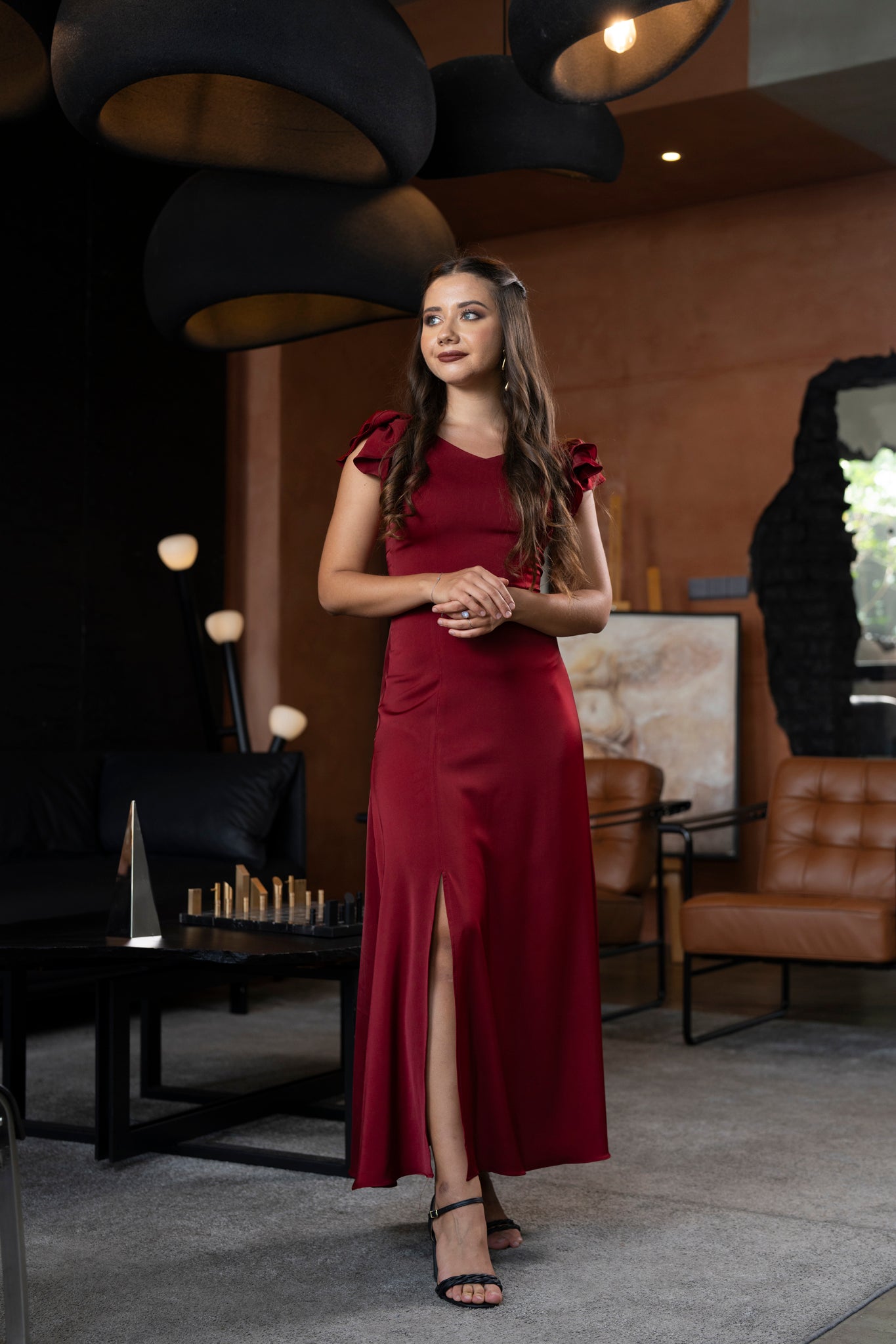 Sleeveless Frill Detailed Long Dress